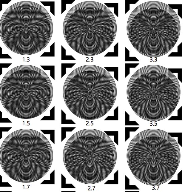 Excerpt from the Moiré Tell Tales readout sheet showing 2.5 mm displacement